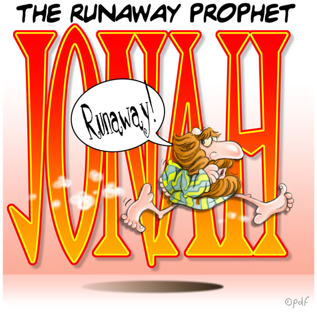(Really fabulous illustration of Jonah - running away! 