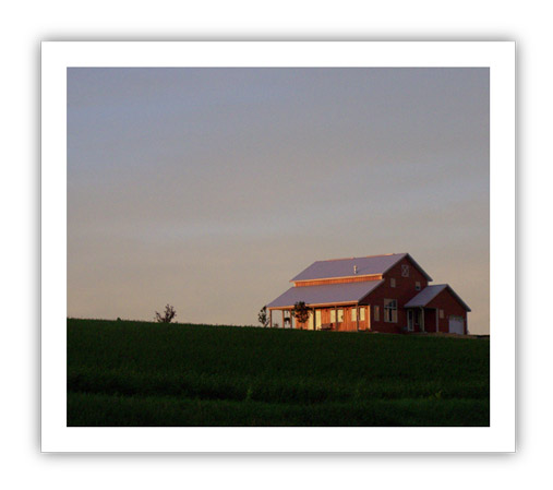(Photo: a farmhouse in twilight)
